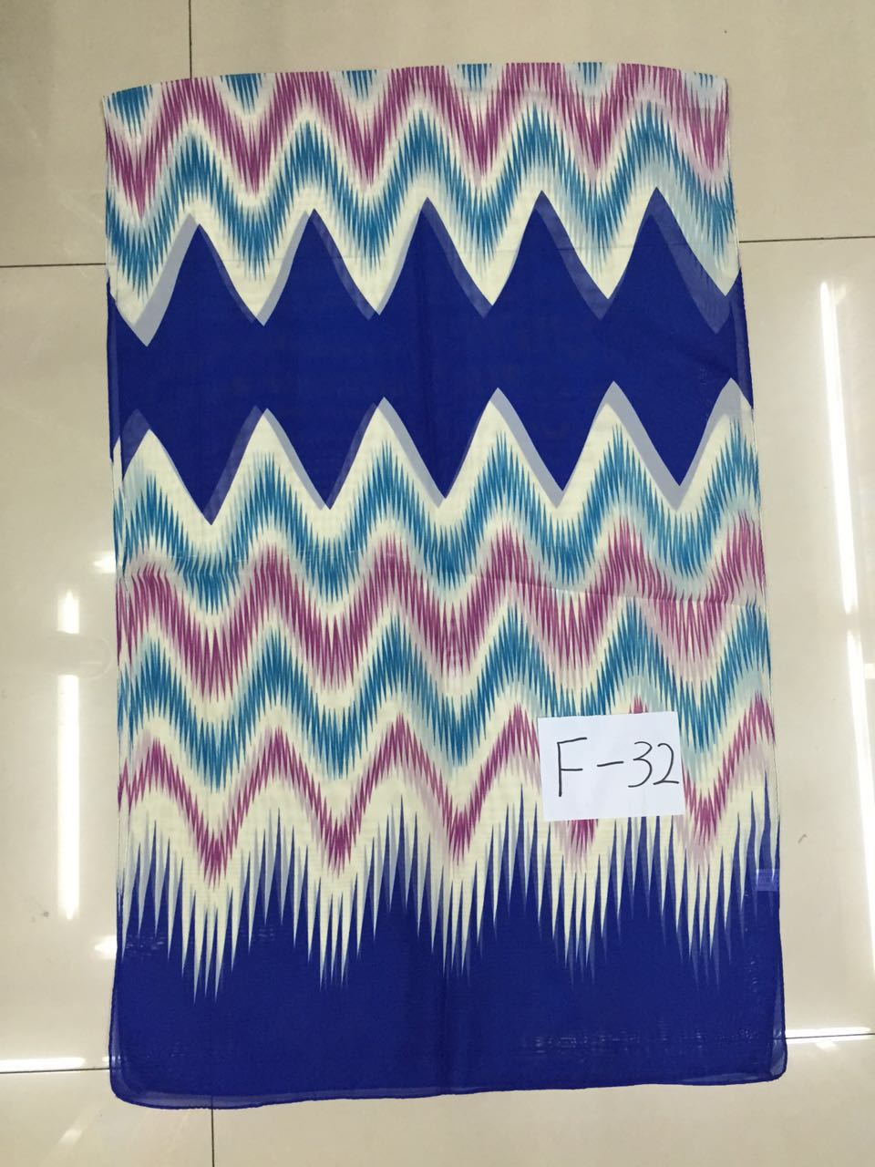 Red Blue Flower Chiffon Long Scarf details Picture
