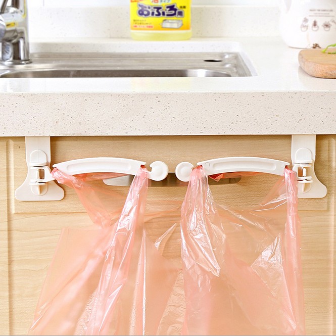 Korean creative cabinet plastic bag hook garbage bag storage rack tote bag kitchen garbage bag rack