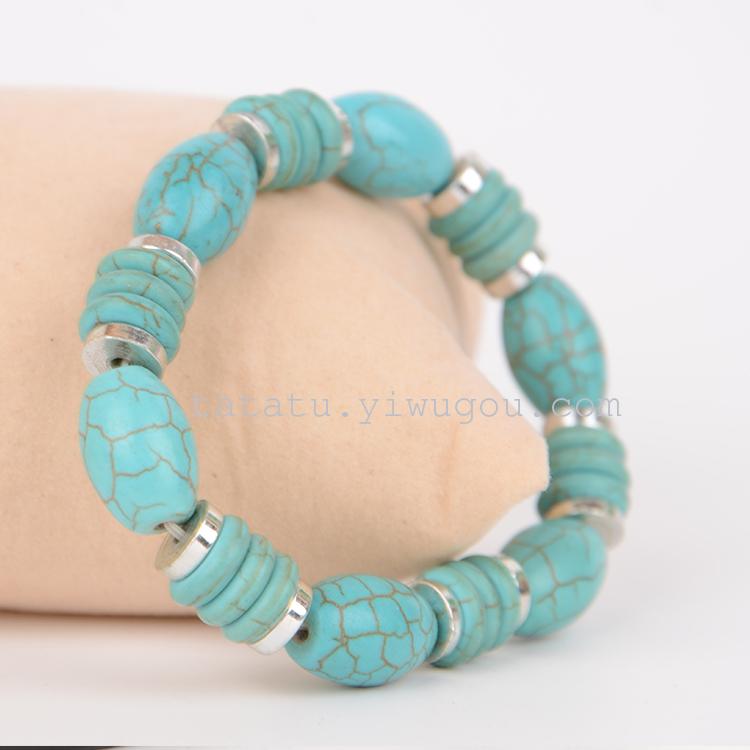2016义乌工厂O型手链绿松石女款手链细节图