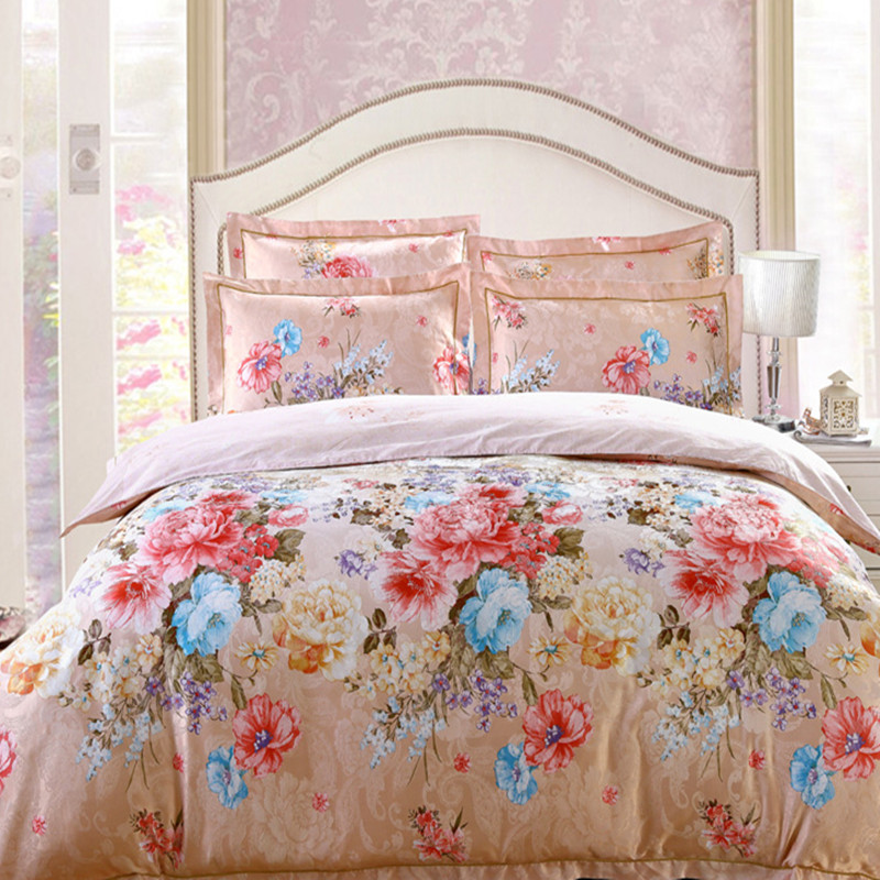 Xingmei Home Textile Shumeiqi Pure Cotton Four-piece duvet Cover, brocade jacquard transfer print, All-cotton wedding