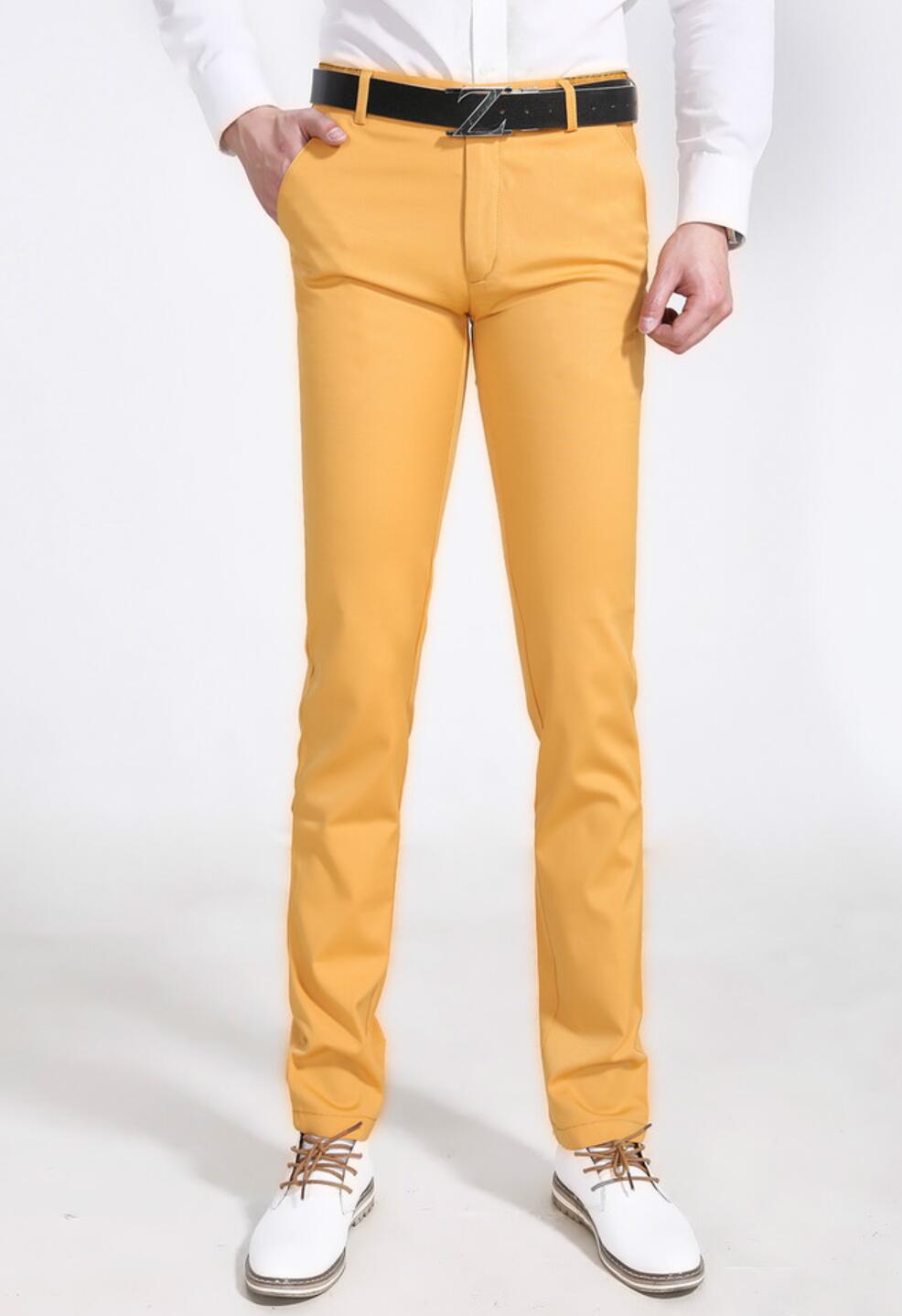 2016 new style men's casual pants printed brocade stretch straight pants details Picture