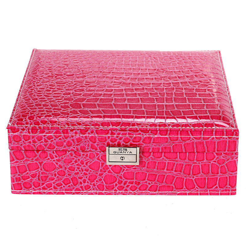 Guanya Leather double-layer jewelry box with lock, vintage storage box, jewelry box Specification image