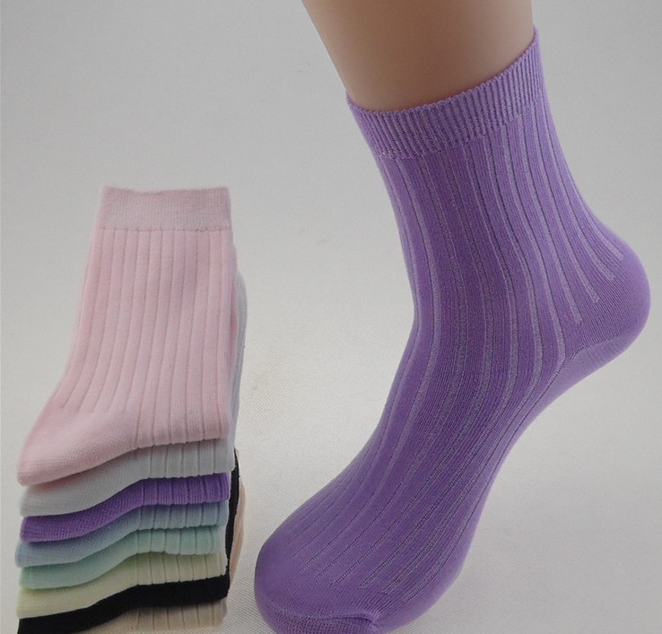 糖果色 秋冬新款竹纤维袜子女式 中筒女士纯棉袜产品图