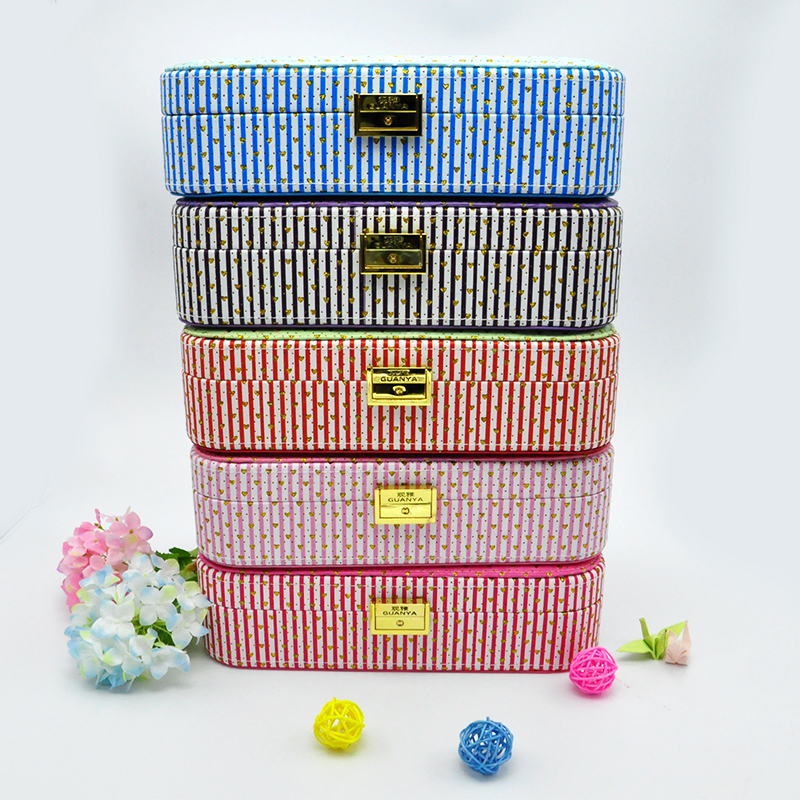 Chestnut pattern double-layer jewelry storage box, high-end gift box, Korean jewelry box and jewelry box details Picture