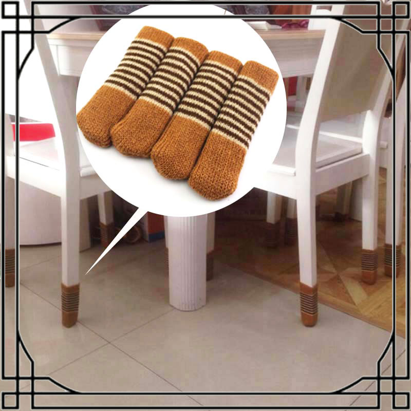 Japanese And Korean Knitted Wool Table And Chair Foot Cover Table And Chair Cover 4 Sets details Picture
