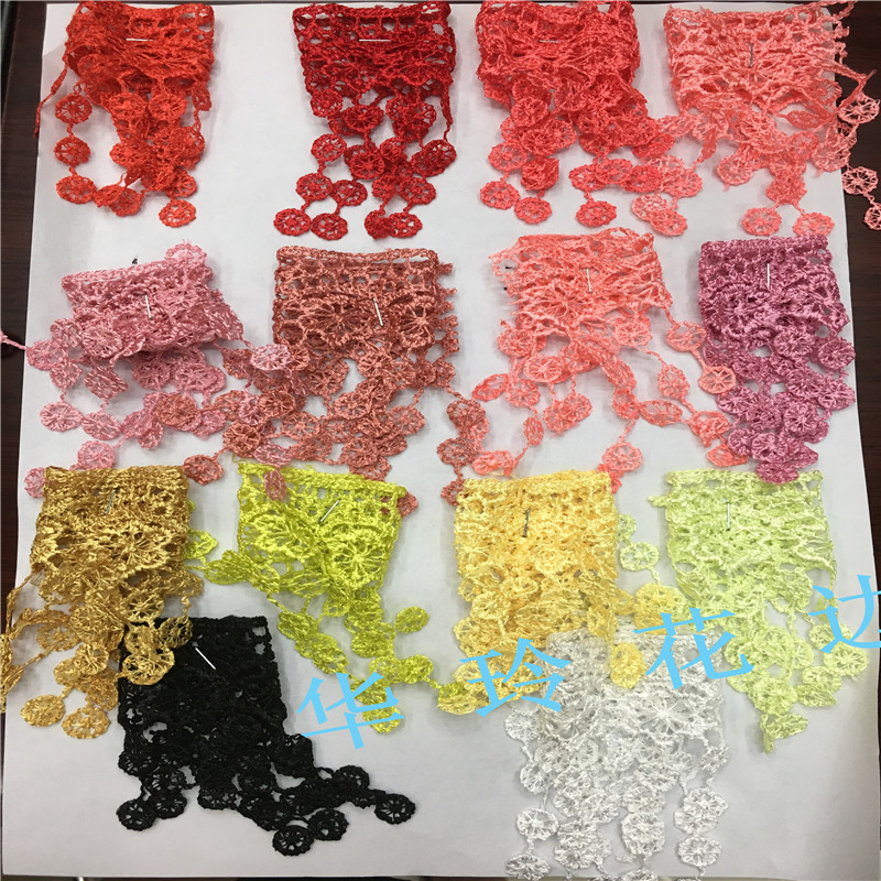 Hualing Lace, water-soluble lace, colored lace, drawstring lace, scarf, clothing decoration accessories, lace Specification image