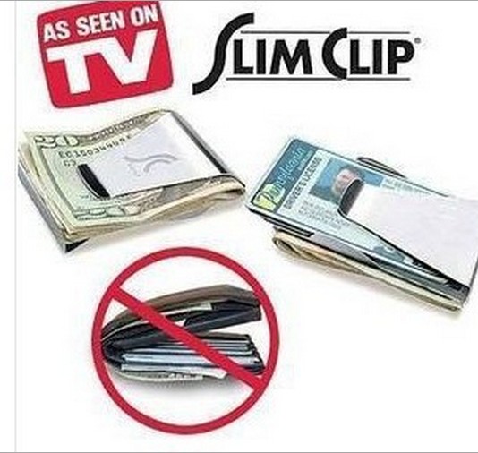 slim clip stainless steel dollar wallet Change card TV shopping