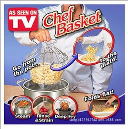 Stainless steel multi-function expansion basket Folding basket Chef Basket deep-fried filter screen water holder