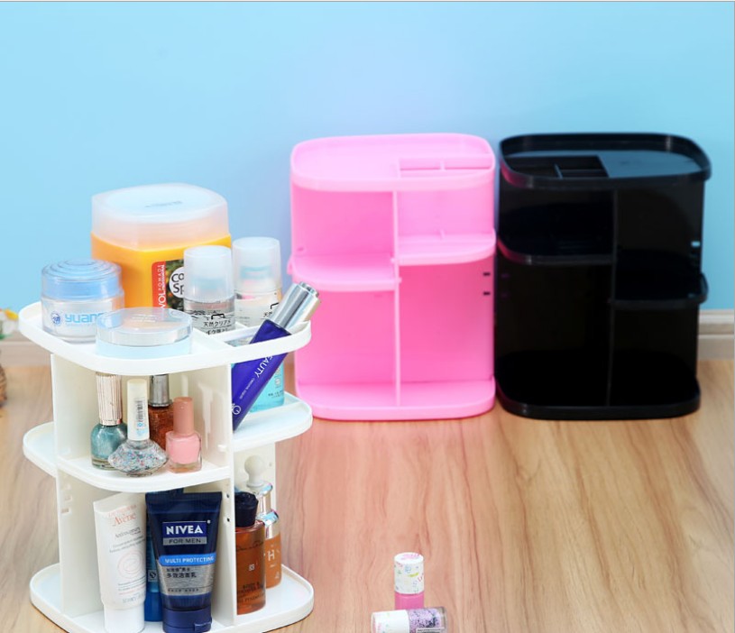 韩国化妆品收纳360度旋转 礼品超大号护肤品收纳旋转化妆盒
