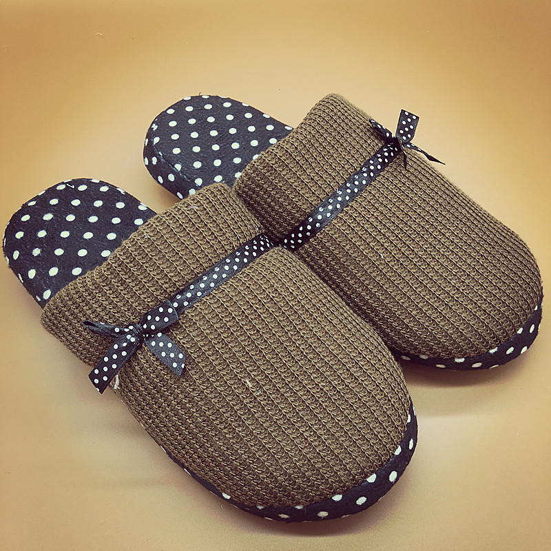 2016新款拖鞋 女式韩版家居地板拖鞋棉拖鞋女秋冬季情侣新款条纹兔毛绒拖鞋包头居家棉拖厂家直销22054细节图