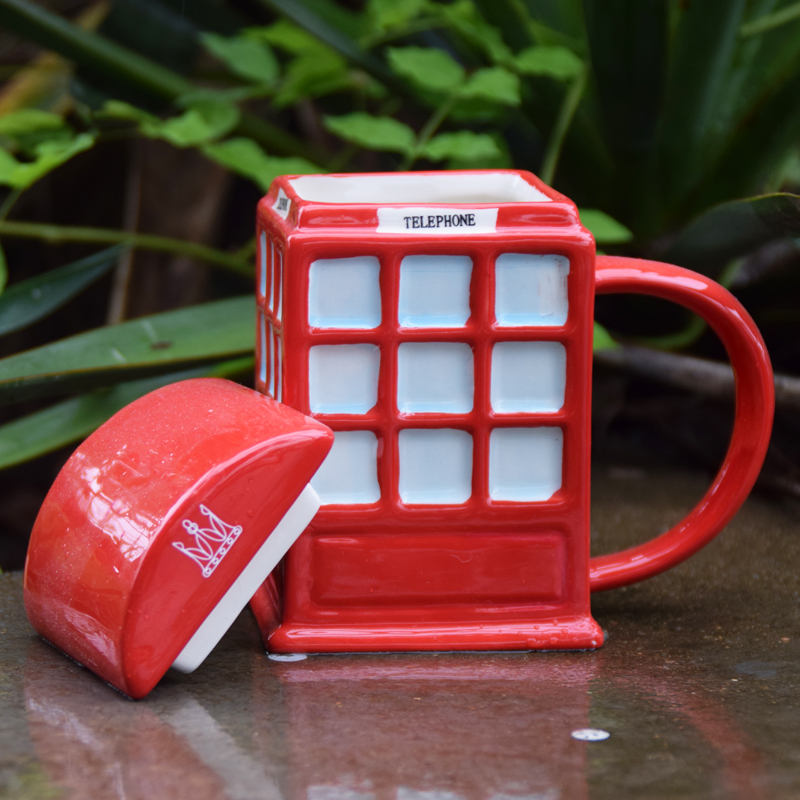 Ceramic phone booth cup details Picture