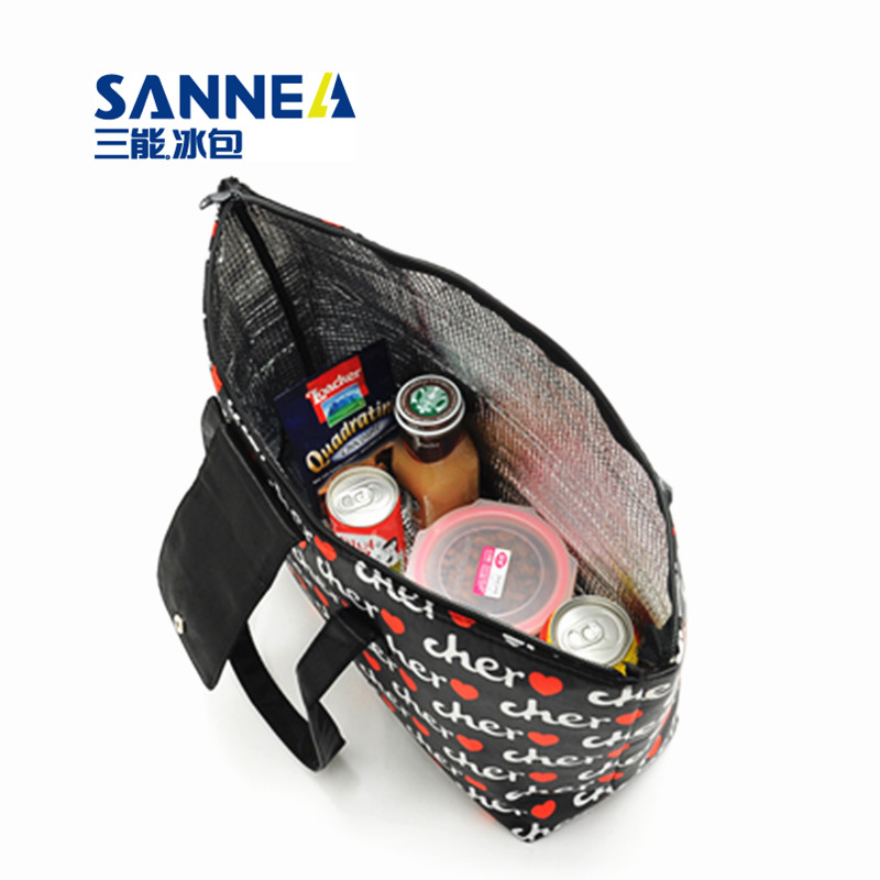 皮革爱心保温冰包 女士手提午餐饭盒包 户外野餐包产品图