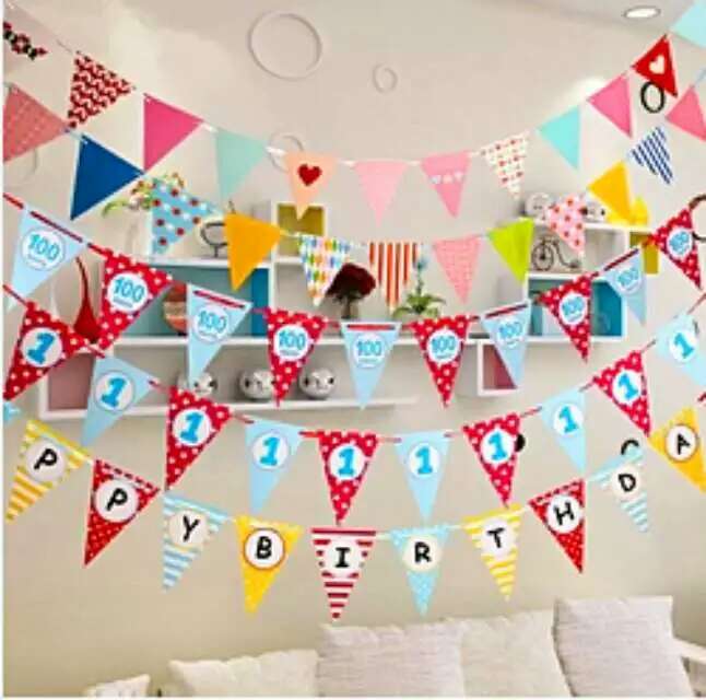 Birthday flags, birthday streamers, birthday banners, birthday hanging flags, triangular flags, decorative and arrangement flags