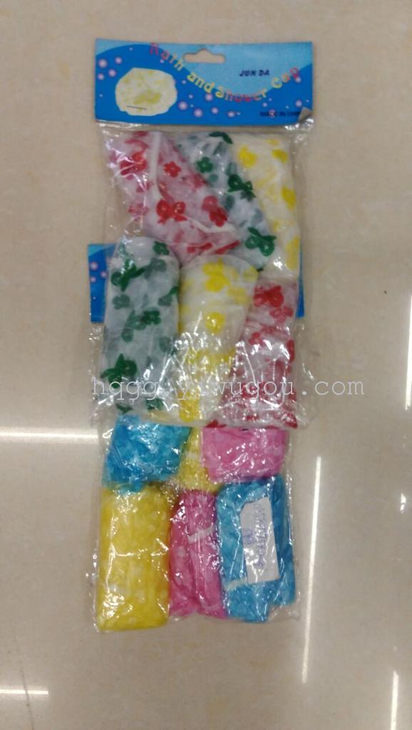 厂家直销6个包装，一次性花浴帽，带圆点浴帽产品图