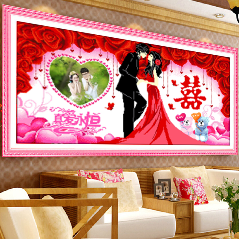 新款5D钻石画十字绣满钻结婚贴钻真爱永恒
