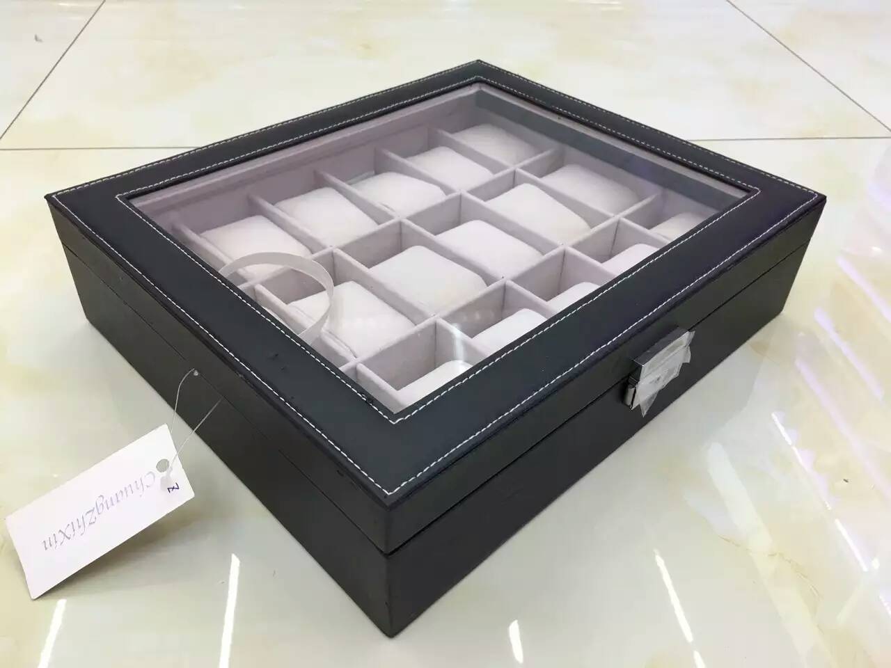 2016 new 18-seat single-row watch box professional PU leather watch box manufacturers direct