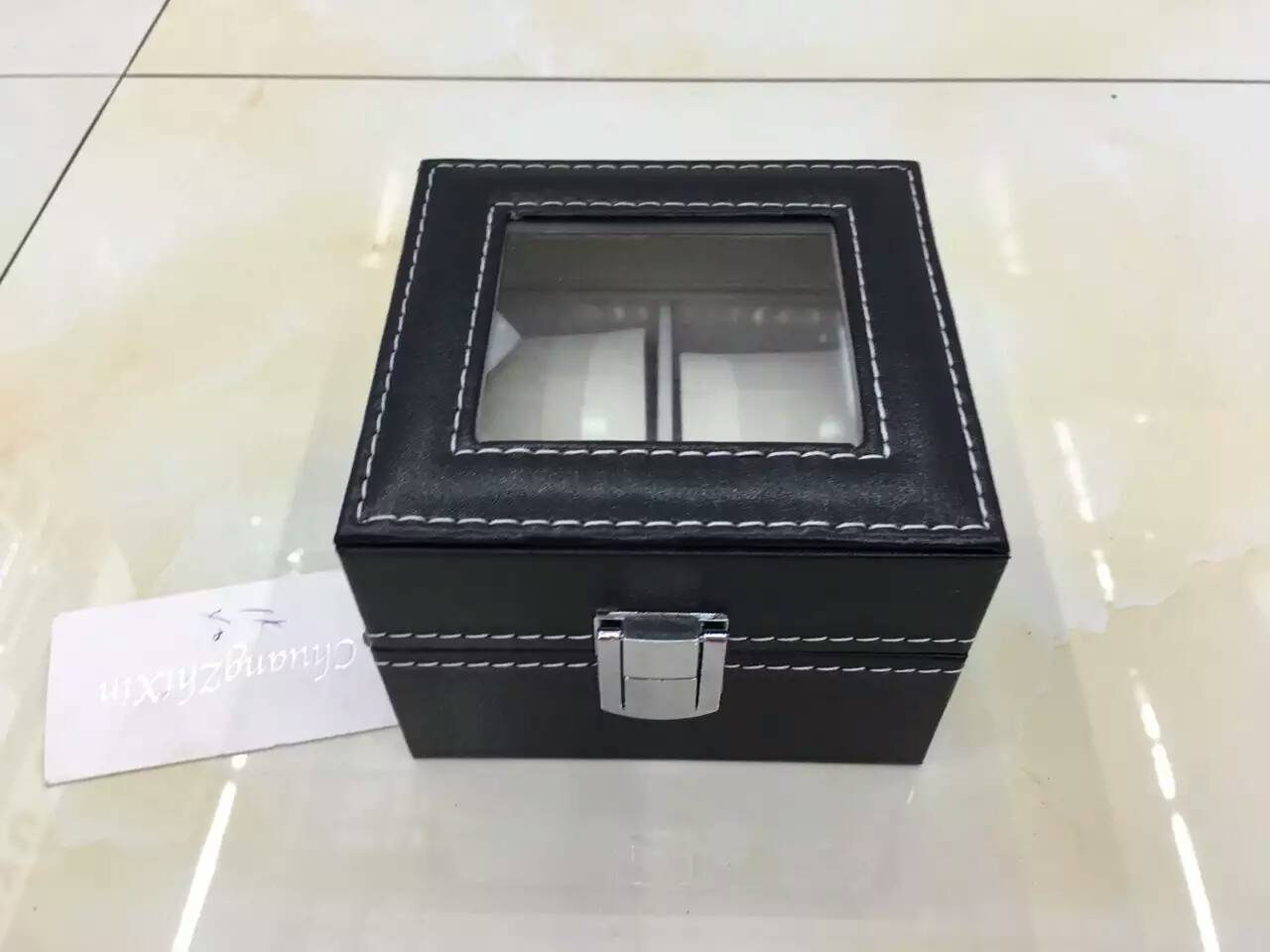 2016 new 2 seat single row watch box professional PU leather watch box manufacturer direct selling