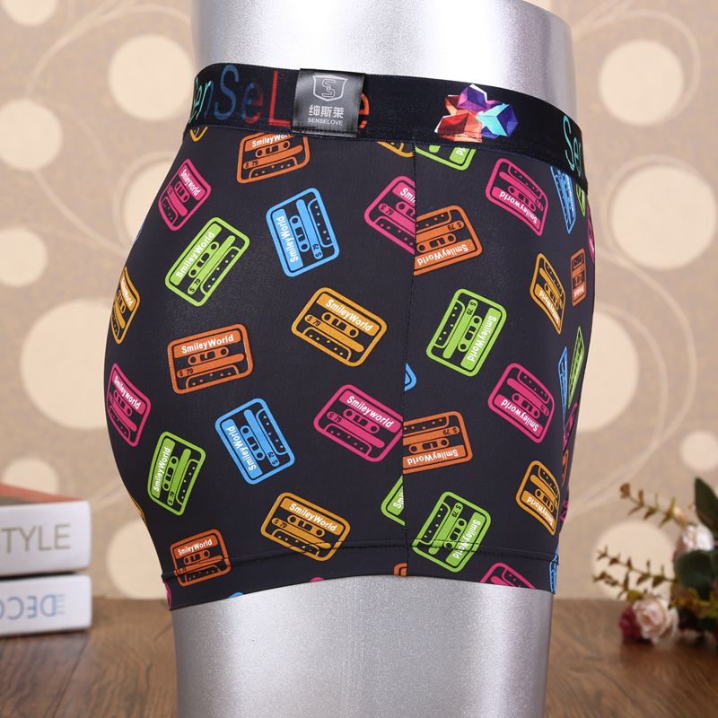 Sensley Men Color Ice Silk Underwear Boxers 1 Pair/Box Specification drawing