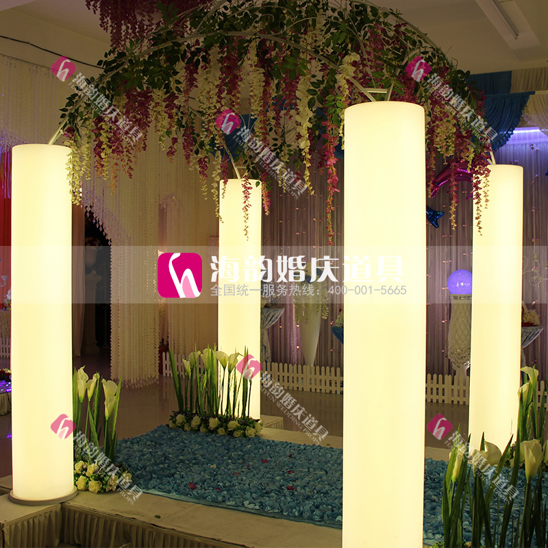 婚庆用品批发 婚礼装饰道具 发光圆柱 四方亭 圆柱四角亭