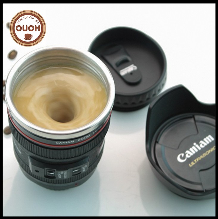 New Strange lens cup electric coffee stirring cup automatically stirred Canon camera cup thumbnail