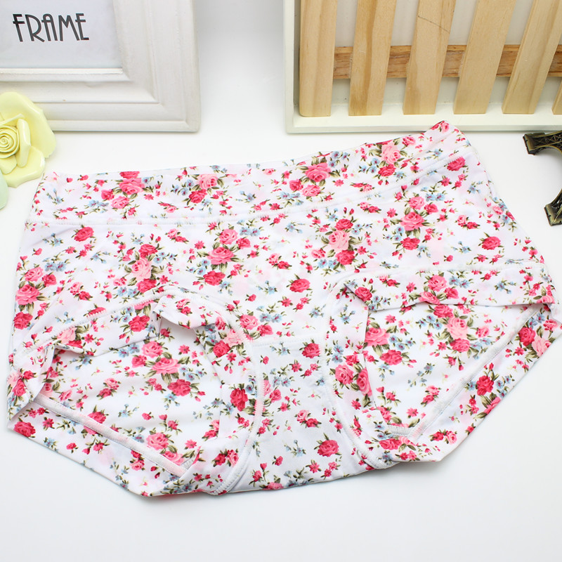 Women's Underwear Women's Summer Ice Silk Sexy Printed Mid-Waist Triangle Pants Ice Silk 6 details Picture