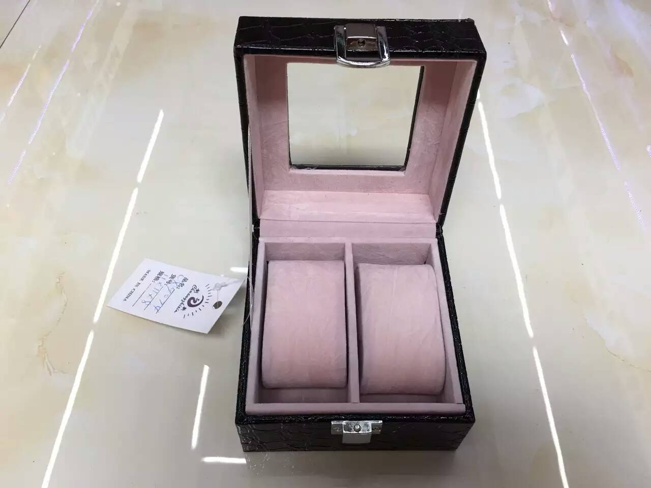 2016 new 2 seat single row watch box professional PU leather watch box manufacturer direct selling