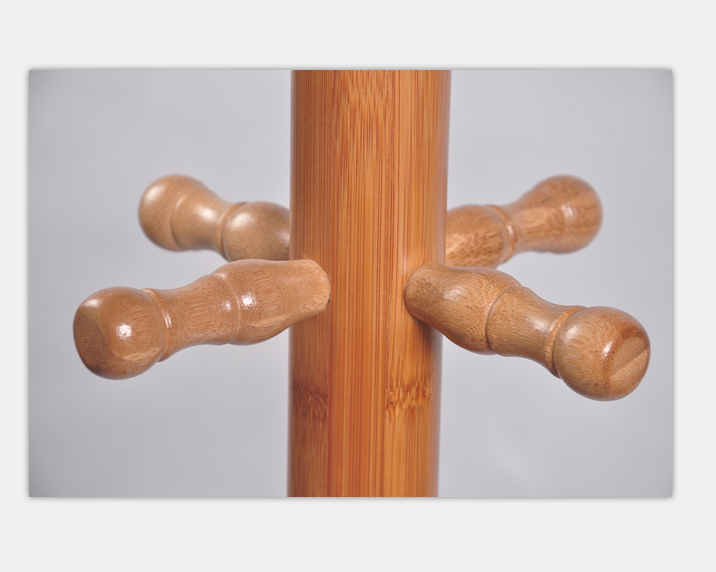 厂家直销 竹忆牌 楠竹园盘衣帽架 落地实木挂衣架细节图