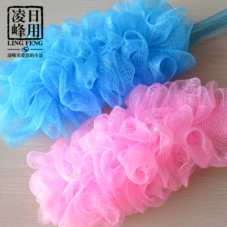搓背长柄浴球 韩版洗澡神器 60克水晶柄60克浴花产品图