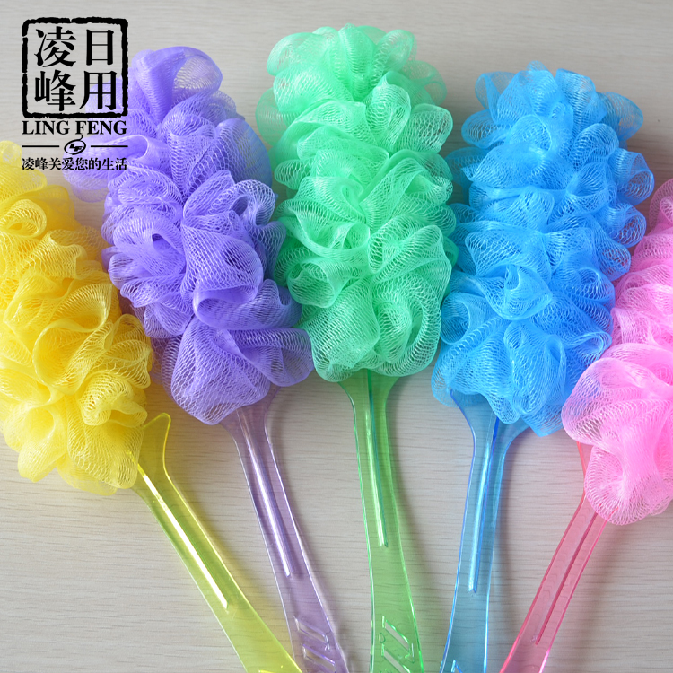 搓背长柄浴球 韩版洗澡神器 60克水晶柄60克浴花细节图