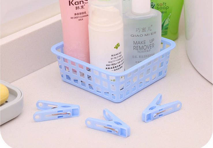 晒袜夹内衣夹子弹簧夹子防风晒衣夹晒被夹子防滑塑料架子带收纳筐细节图