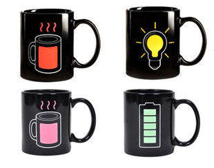 Creative cups, battery-changing cups, magical temperature-sensing magic mugs, ceramic cups, coffee cups, fashionable couple cups