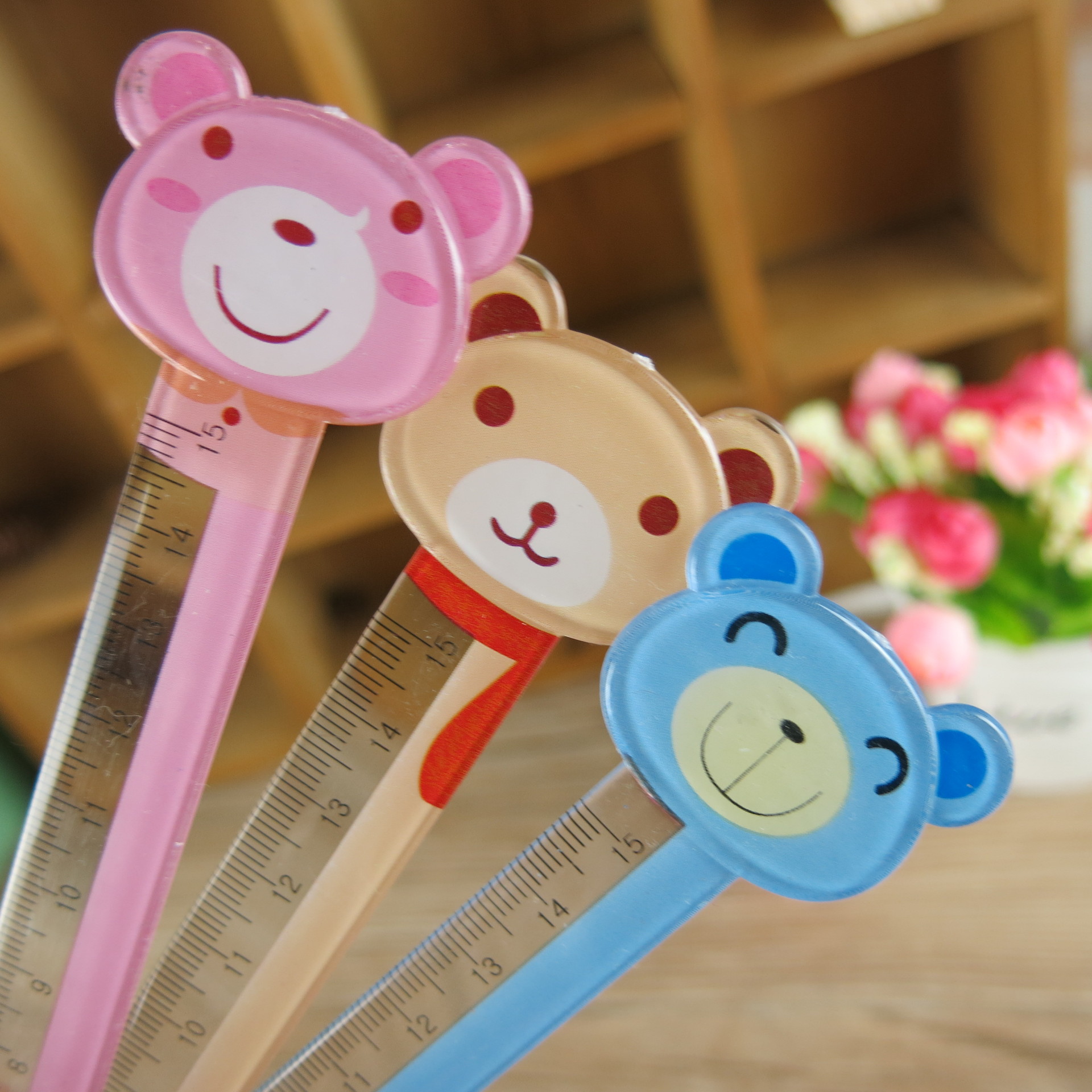 Fuller 0312 cartoon 15CM ruler color bear expression ruler cute animal shape ruler details Picture
