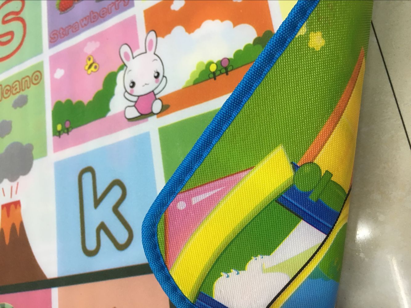 Cheap 0.5cm double-sided 100*180 children's cartoon educational climbing mat, baby mat, PE mat details Picture