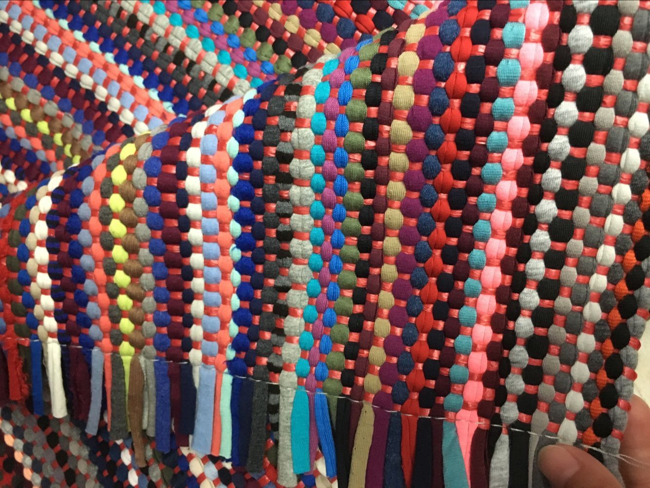 45*75cm cotton fabric strip floor mat, door mat, floor mat, absorbent cotton fabric strip, rainbow woven mat Specification drawing
