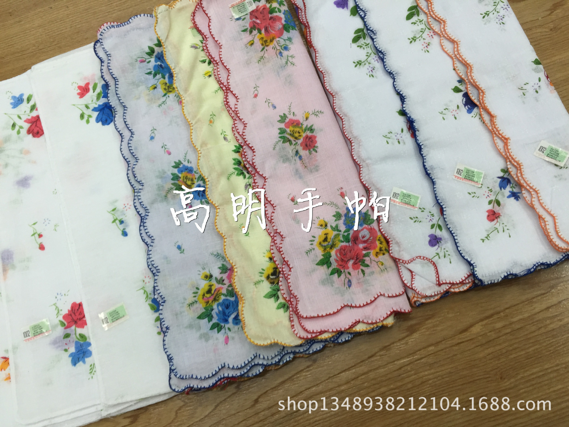 100%纯棉30公分印花女士手帕经典老款手绢小印花手娟细节图
