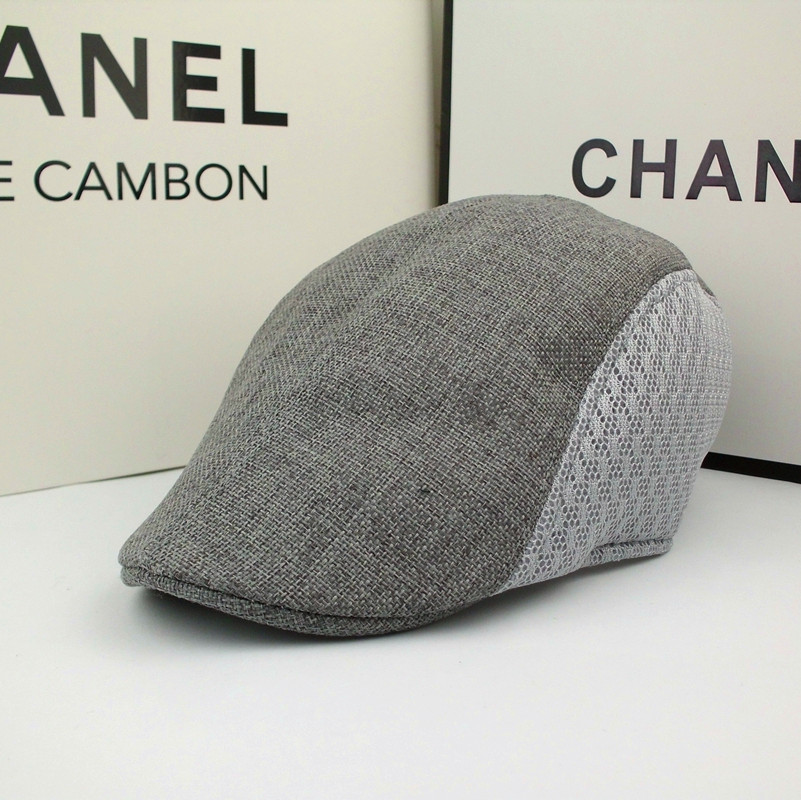 Hot Summer New Men And Women Outdoor Casual Breathable Beret Tide Hat Linen Mesh Hat