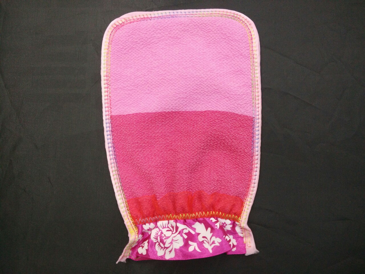 厂家直销粗毛巾+拷边两色花边皱纹布澡巾/手套产品图