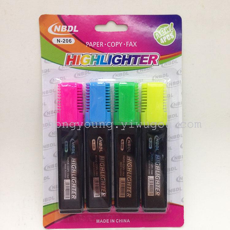 Highlighter 4 color card suction PVC bag NBDL highlighter marker pen