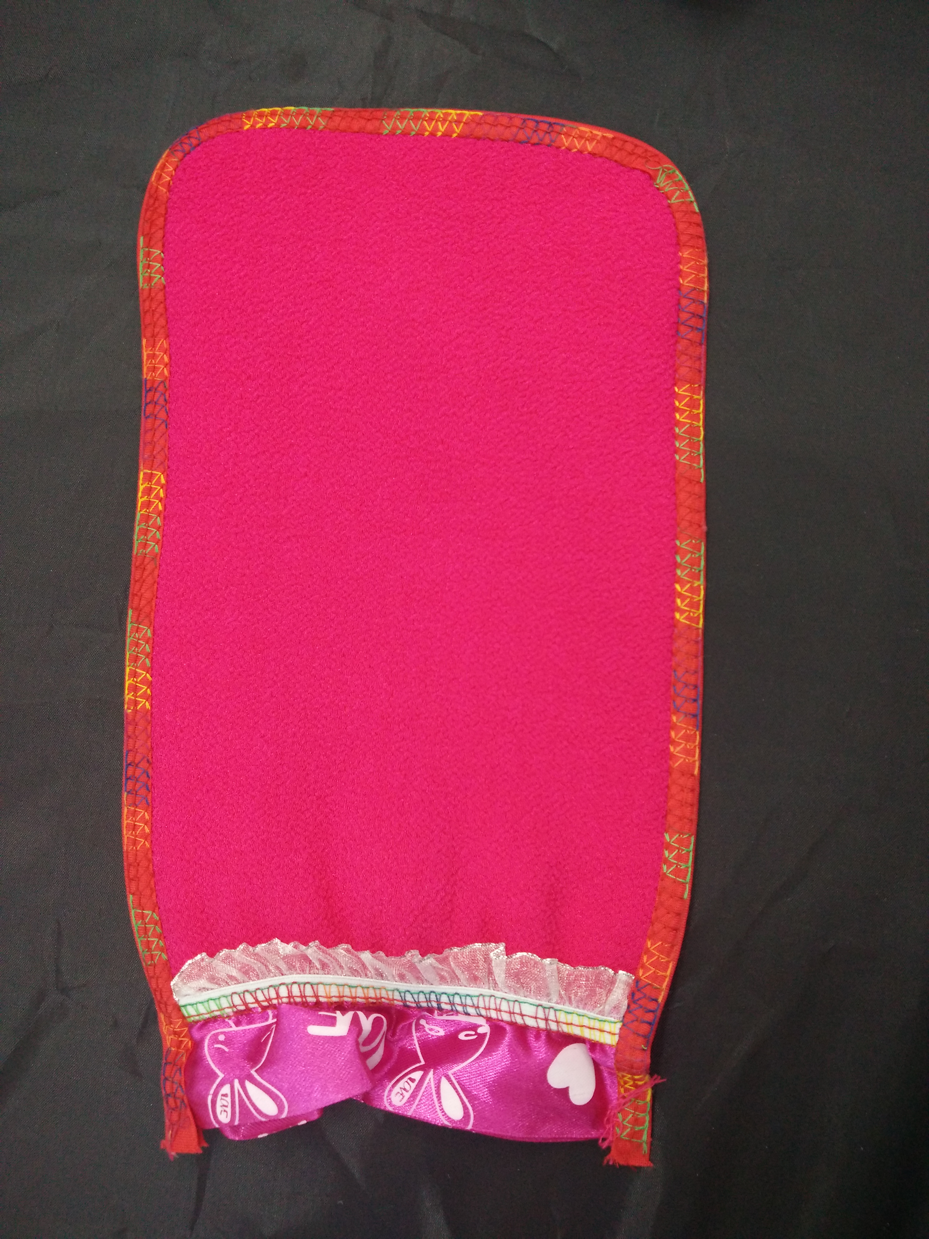 厂家直销粗毛巾+拷边皱纹布兔子花边澡巾/手套细节图