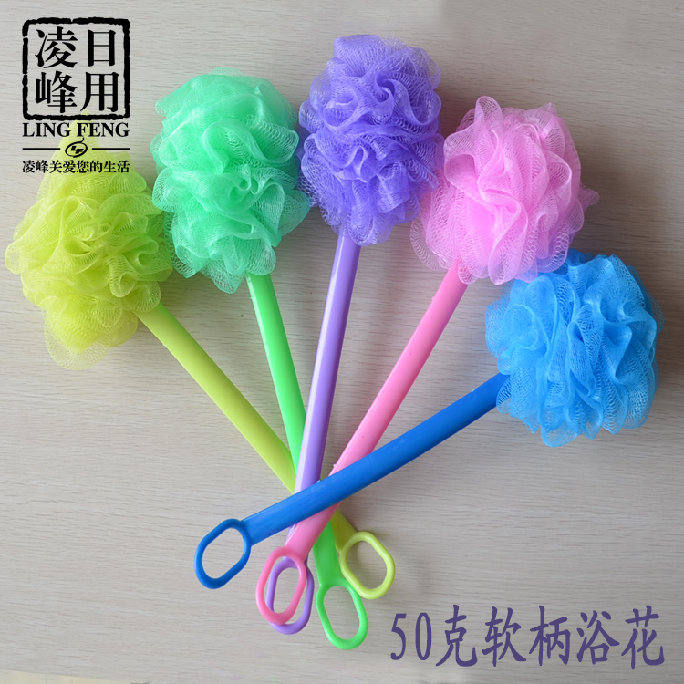 Manufacturers direct plastic handle bath wipe 50g handle bath flower bath essential thumbnail