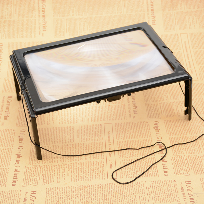 (Jinghui) A4 with lamp for elderly reading 3x magnifying glass ultra-thin PVC magnifying glass