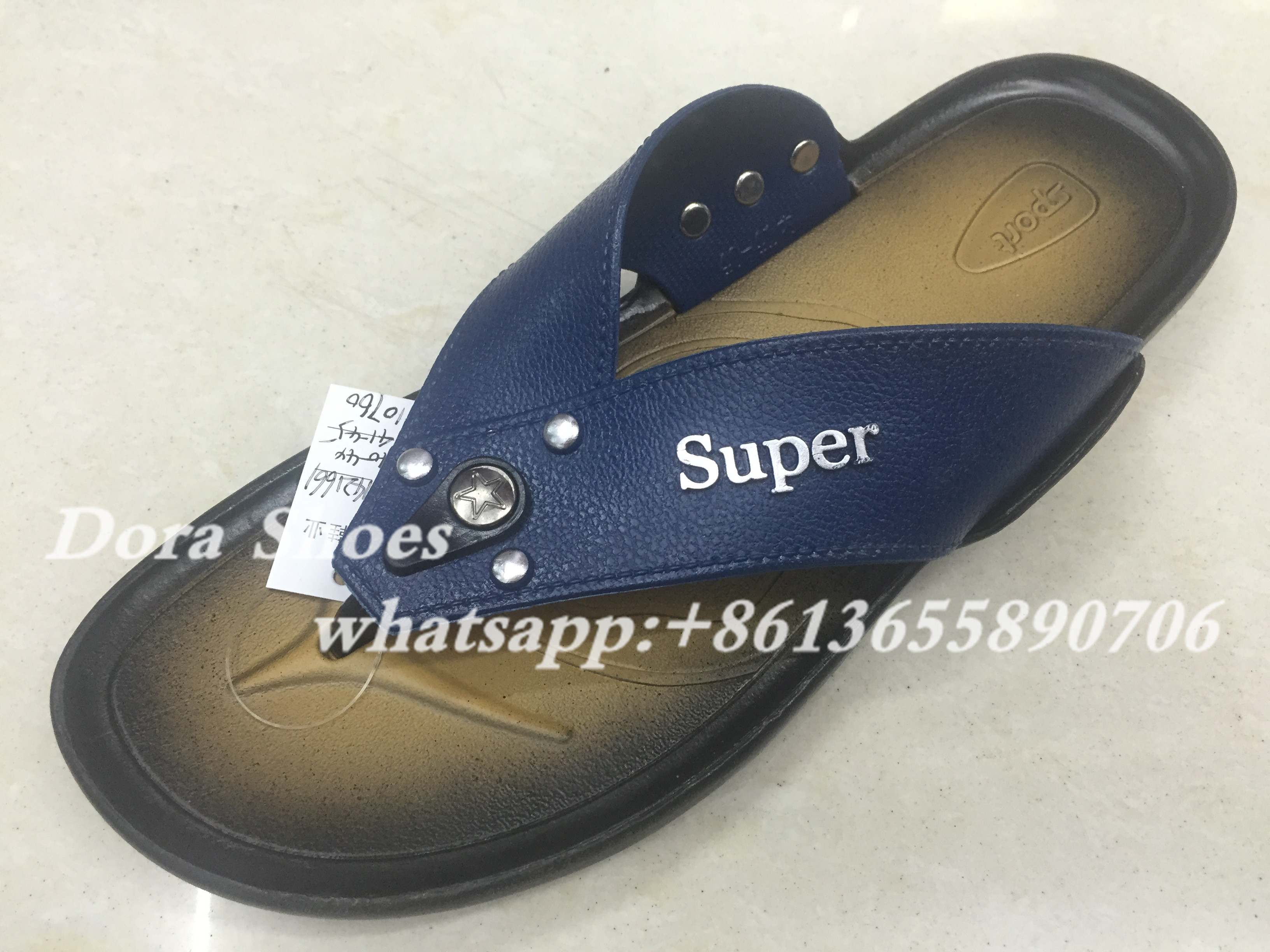 DORA shoes men's slippers imitation PU flip-flops flip-flops beach shoes men