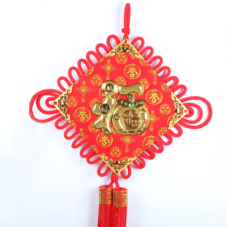 Factory direct sales of double-line hanging fish cloud Ruyi Chinese knots, large and small sizes, "Fu" character home furnishings details Picture