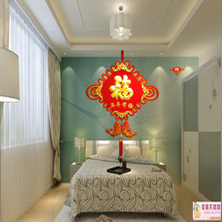 Factory direct sales of double-line hanging fish cloud Ruyi Chinese knots, large and small sizes, "Fu" character home furnishings