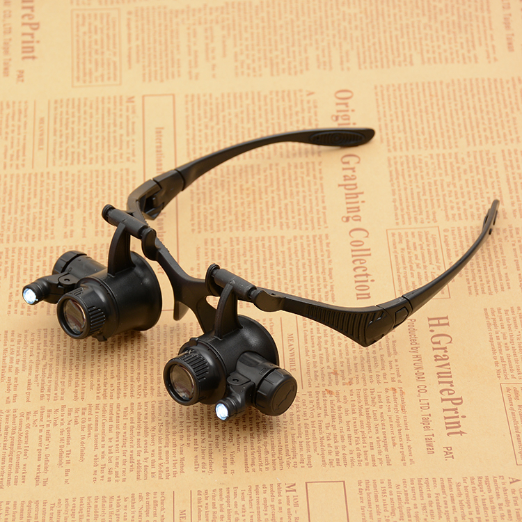 Yiwu Jinghui Factory Direct Sales 9892G1 with lamp head, eyeglass-style magnifying glass, replaceable lenses, high-definition acrylic electronic watch repair, jewelry appraisal, antiques and jade Item Picture