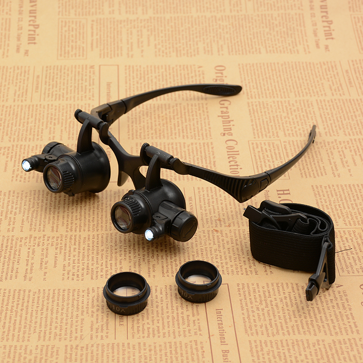 Yiwu Jinghui Factory Direct Sales 9892G1 with lamp head, eyeglass-style magnifying glass, replaceable lenses, high-definition acrylic electronic watch repair, jewelry appraisal, antiques and jade details Picture