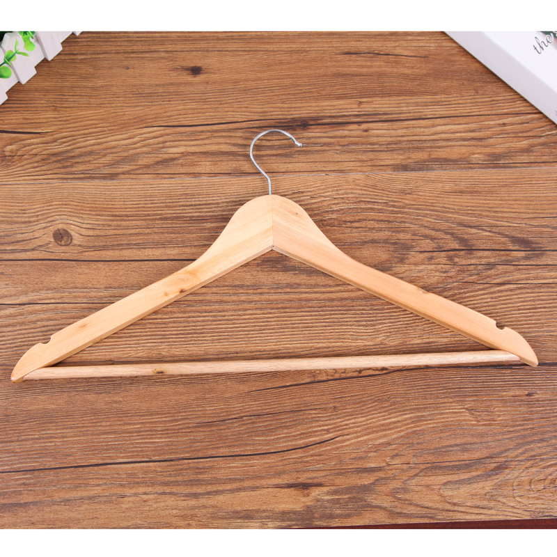 Women's Clothing Store Solid Wood Hangers Wholesale Clothes Hanging Two Solid Wood Hangers Application Scenario