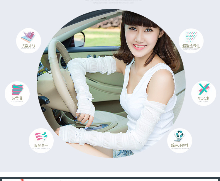 冰丝防晒袖套女蕾丝防紫外线手臂套薄款