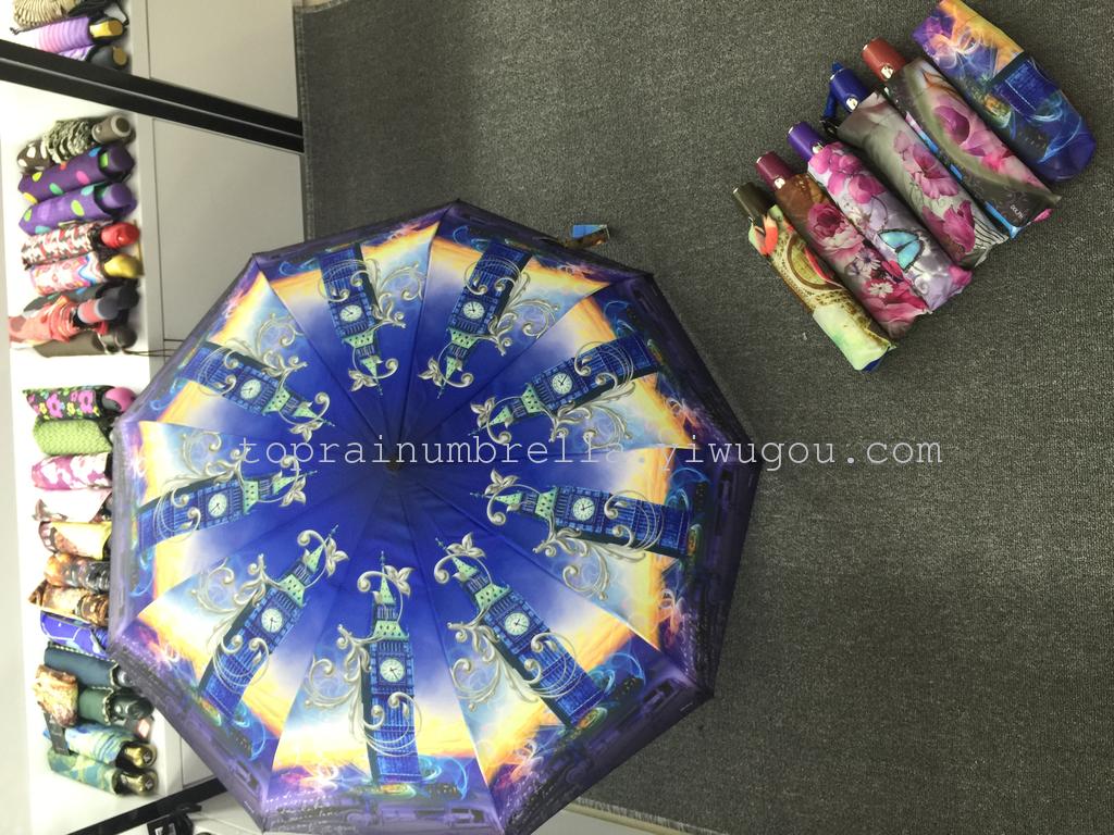 彩色图案折叠雨伞防风防水便携式晴雨两用伞详情4