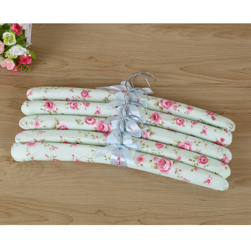 High Quality Bow Wrap Cloth Sponge Coat Hanger Soft Coat Hanger Floral Cloth Coat Hanger